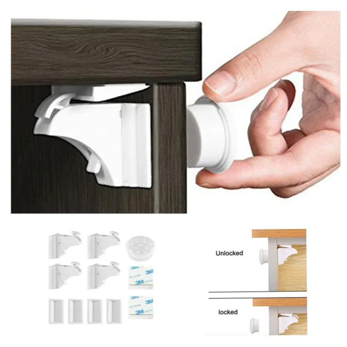 4stk Barnelås magnetisk - Magnetisk skuffelokk