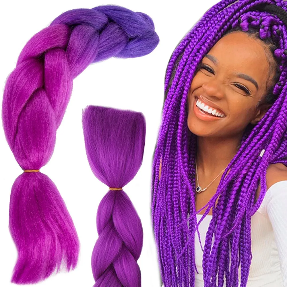 Jumbo Ombre Flette / Hårforlengelse Hårflette - 60 cm - Purple