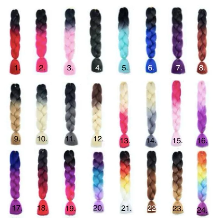 Jumbofletter, Ombre-fletter, Rasta-fletter - 24 farger