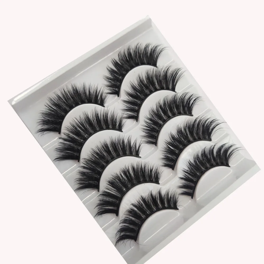 5 par falske øyevipper - 6D faux mink - G223