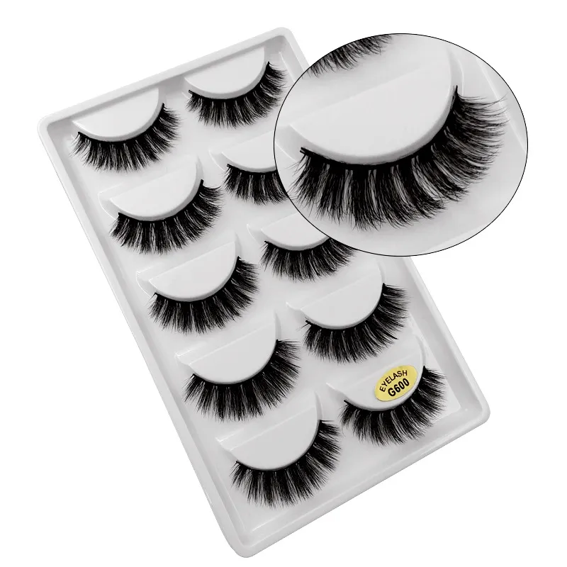 5 par falske øyevipper - 3D faux mink - G600