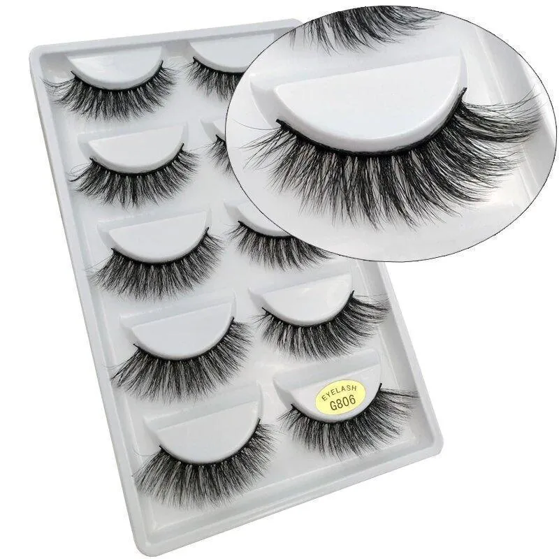 5 par falske øyevipper - 3D faux mink (G-806)