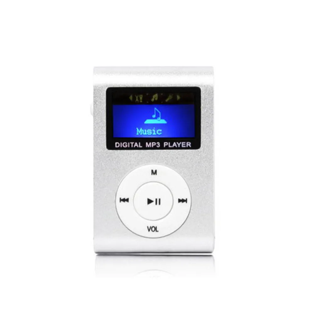 MP3-afspiller med LCD-skærm og MicroSD-læser - kompakt musikafspiller med klips og genopladeligt batteri