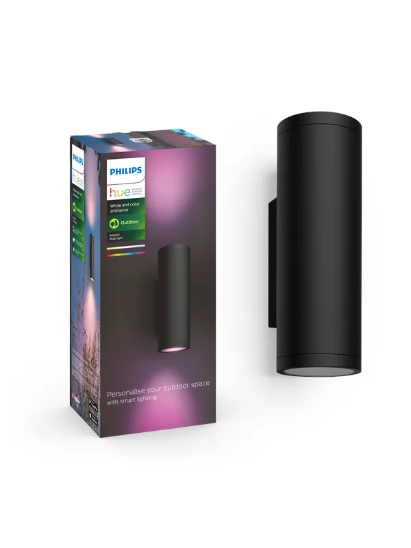 Philips Hue Appear utendørs vegglampe (svart) - hvit og fargestemning