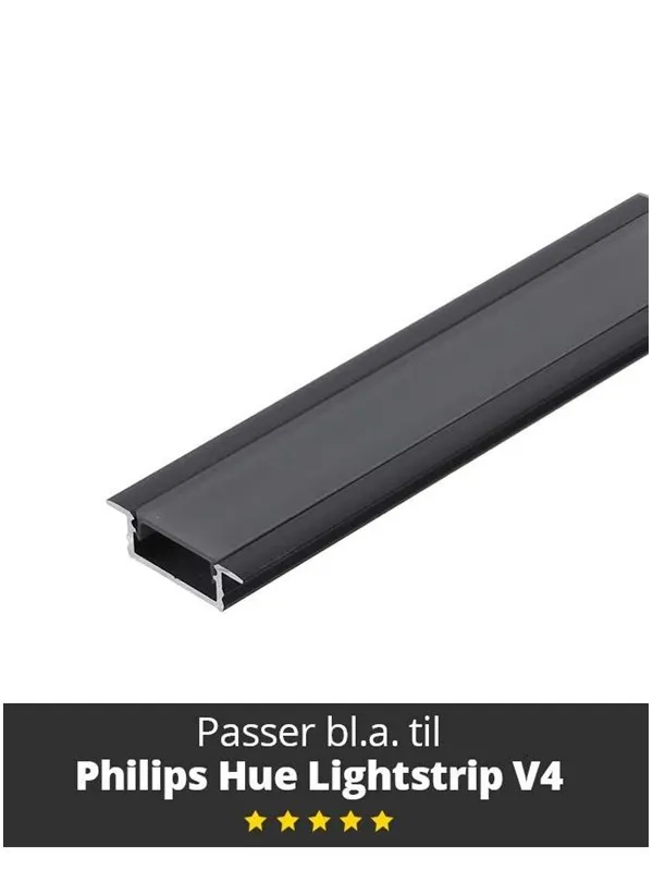 Light Solutions Aluminiumsprofil - Model G til Philips Hue og WiZ - Sort