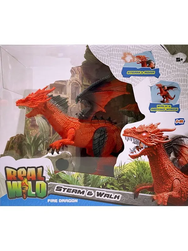 REAL WILD IR Dragon with Steam & Moving Wings Red
