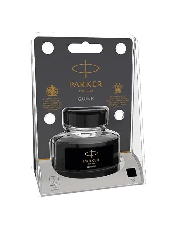 Parker QUINK Fountain Pen Ink Bottle | Black | 57 ml Fountain Pen Refill | Blister Pack