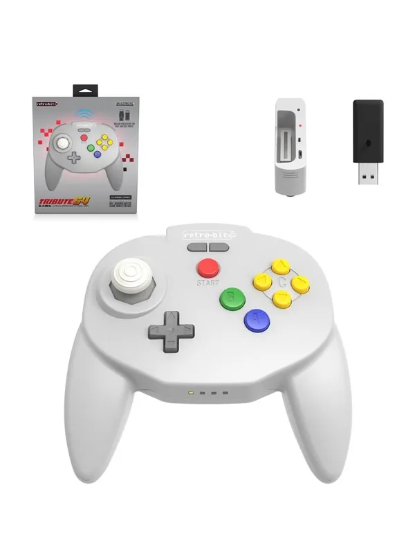Retro-Bit Tribute64 2.4GHz Wireless Controller - Grey - Wireless Controller - Nintendo 64