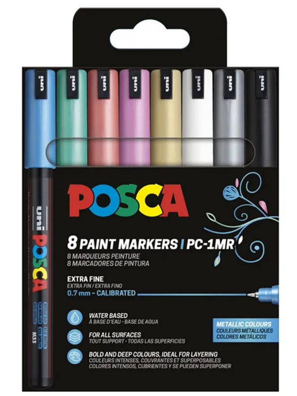 POSCA PC-1MR - 8 pcs - Water-based pigment - Metallic colors