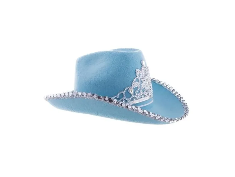 Lyseblå cowboyhat med diadem