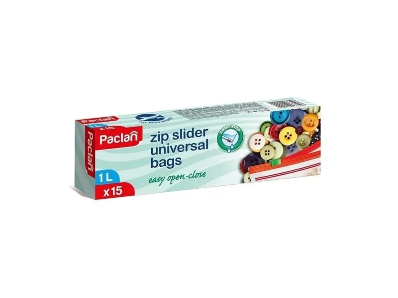 Paclan Glidelåsposer for mat 1l 15stk