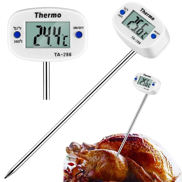 Digitalt steketermometer | Kjøkkentermometer for mat, BBQ og væsker Hvit