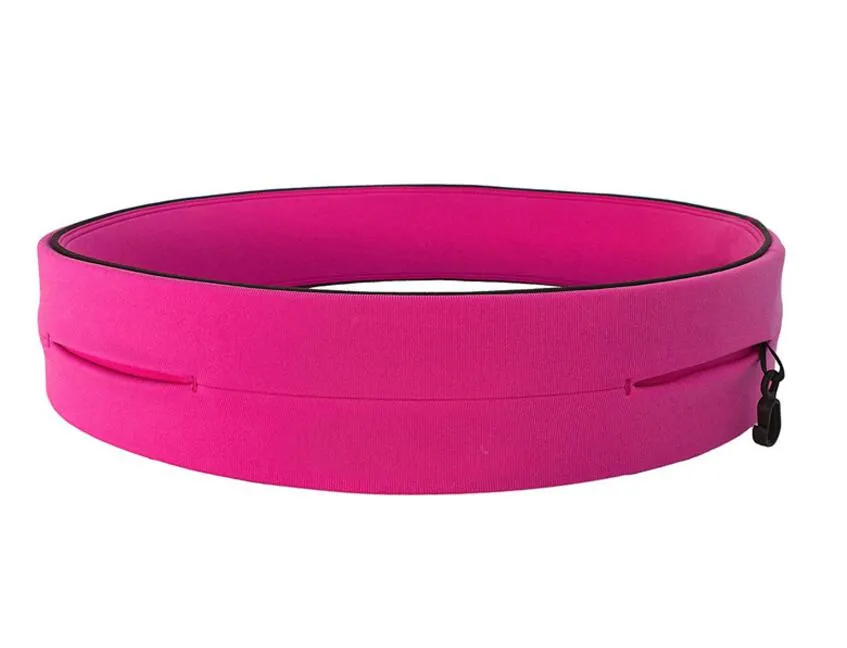 Fleksibelt og vannavstøtende løpebelte med lommer - Rosa