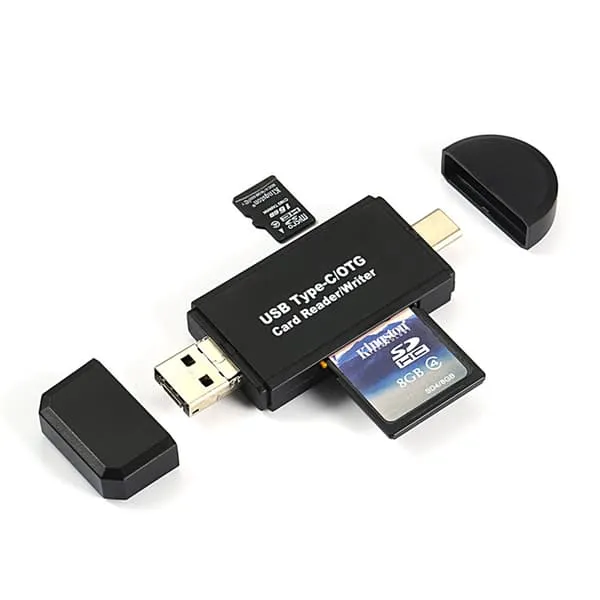 3-i-1 minnekortleser USB / MicroUSB / USB Type-C