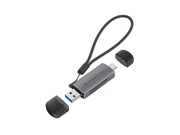 Conceptronic BIAN05G, MicroSD (TransFlash), SD, SDHC, SDXC, Grå, 5000 Mbit/s, USB 3.2 Gen 1 (3.1 Gen 1) Type-A/Type-C, 21,3 mm, 11,5 mm