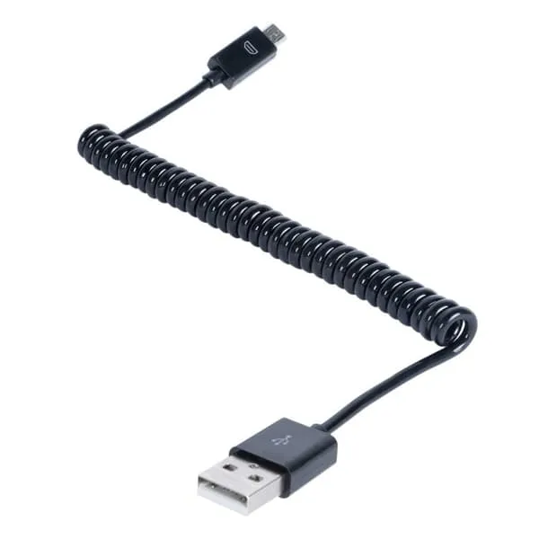Android -ladekabel USB/Micro USB Spiral Cable (svart)