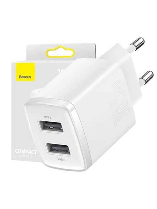 Baseus Compact Quick Charger 2x USB 10.5W (white)