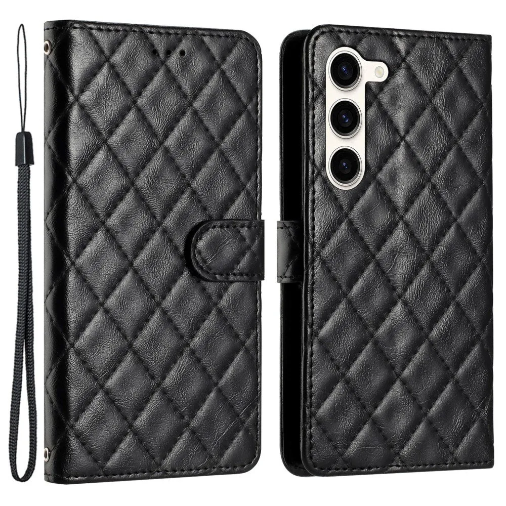 Funksjonelt rombe lommebokdeksel for Samsung Galaxy S24 - Svart