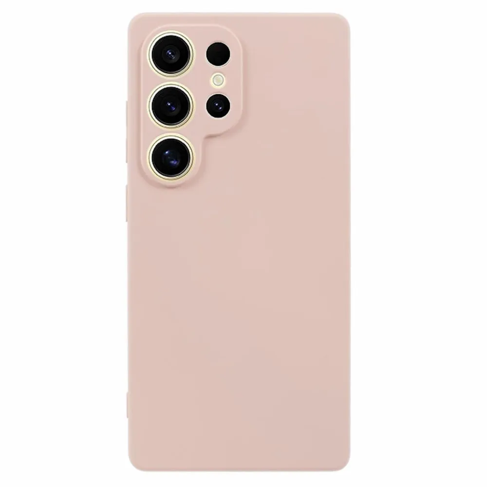 Mikrofiberfôret deksel i mykt gummi for Samsung Galaxy S25 Ultra - Rosa