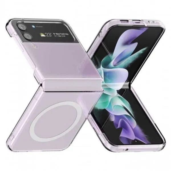 Galaxy Z Flip 4 Magnetisk Mobildeksel Magsafe Kompatibelt Gjennomsiktig