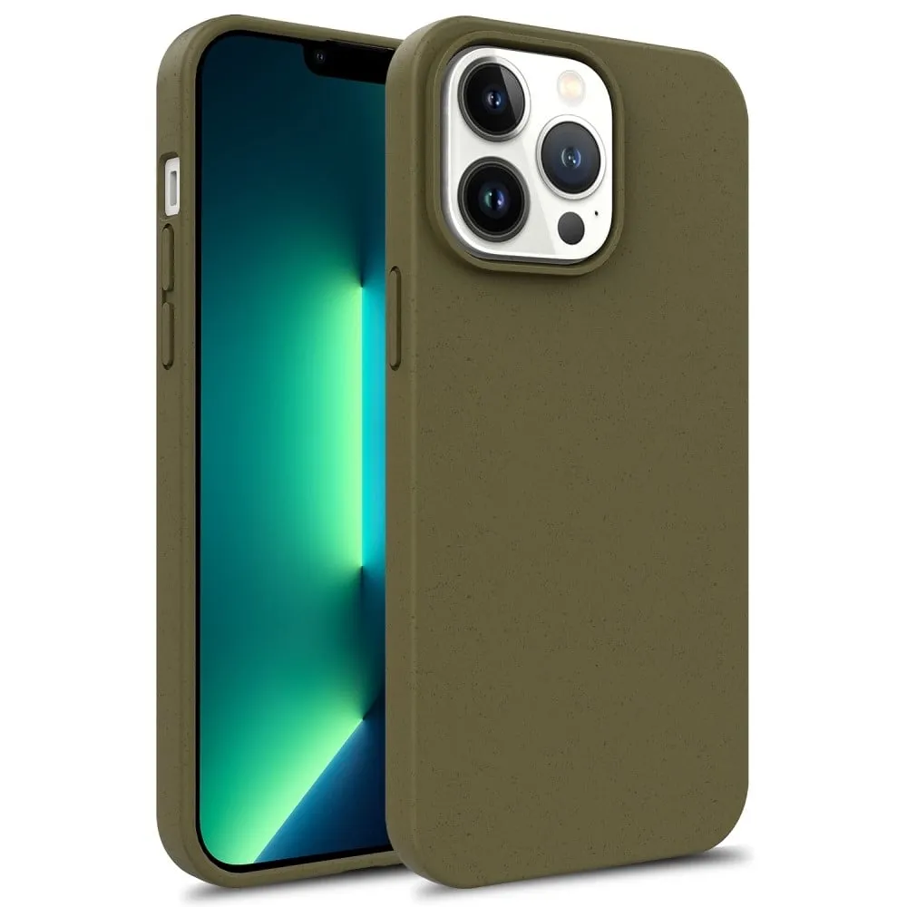 For iPhone 16 Pro Max-etui Bionedbrytbart hvetestrå + TPU hybrid telefondeksel - Svartgrønn