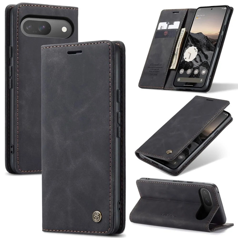 CaseMe Google Pixel 9 Pro / Google Pixel 9 vintage-etui - Svart