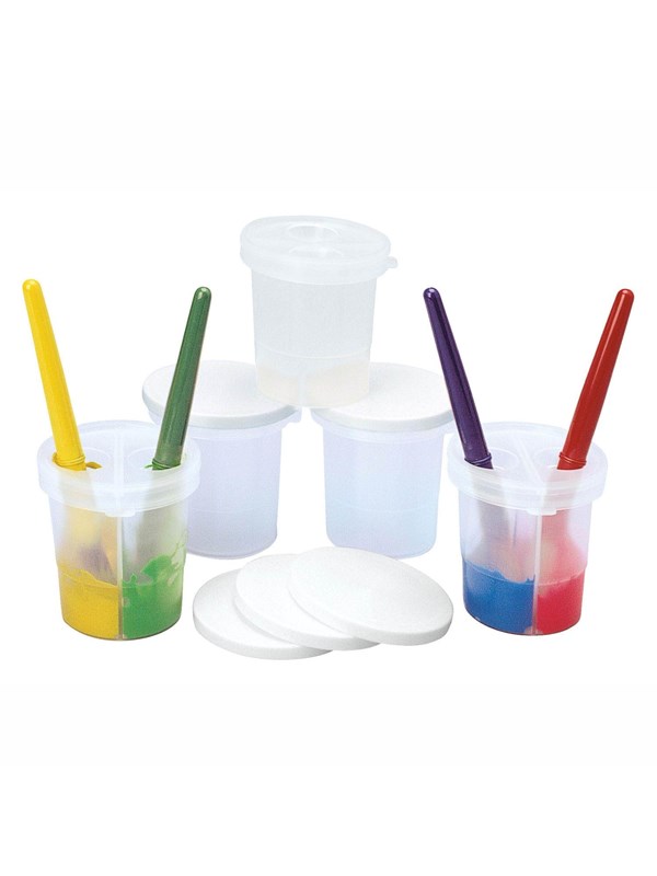 Colorations Paint Cup with Lid and 2 Divider Compartments Set of 5