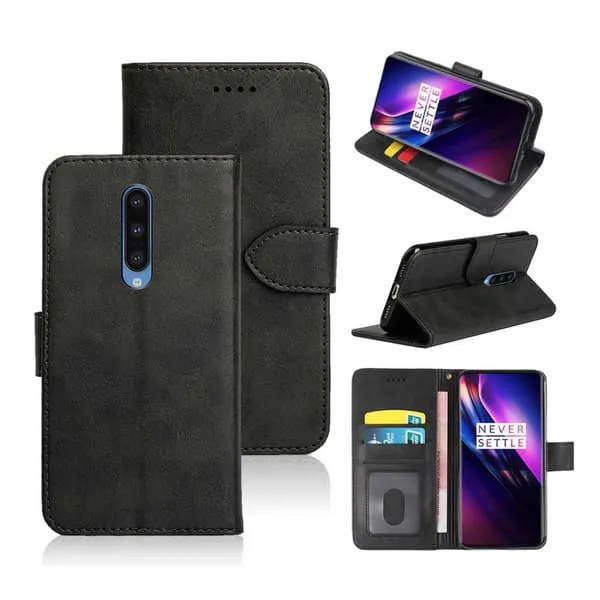 OnePlus 8 Wallet Case Leather Leather Saces Black