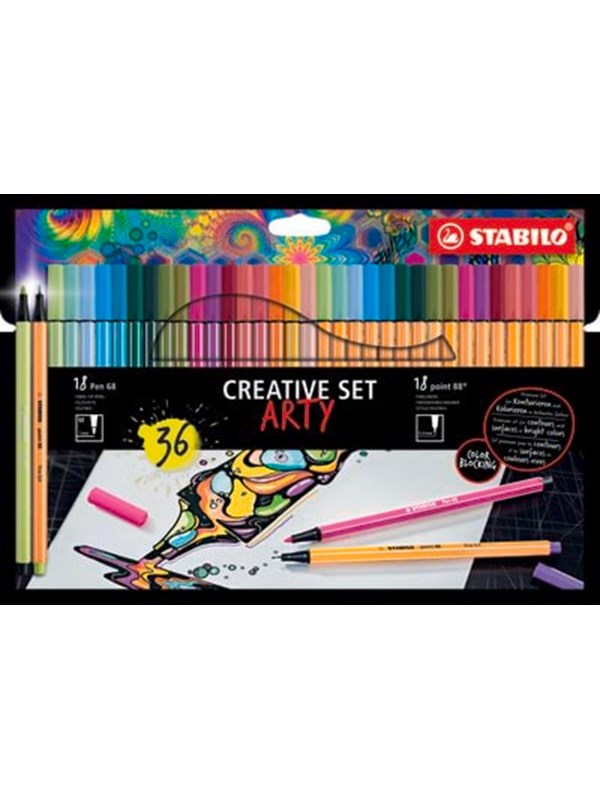 STABILO  Pen 68/88 Arty cardboard box of 36 pens in 18 colors