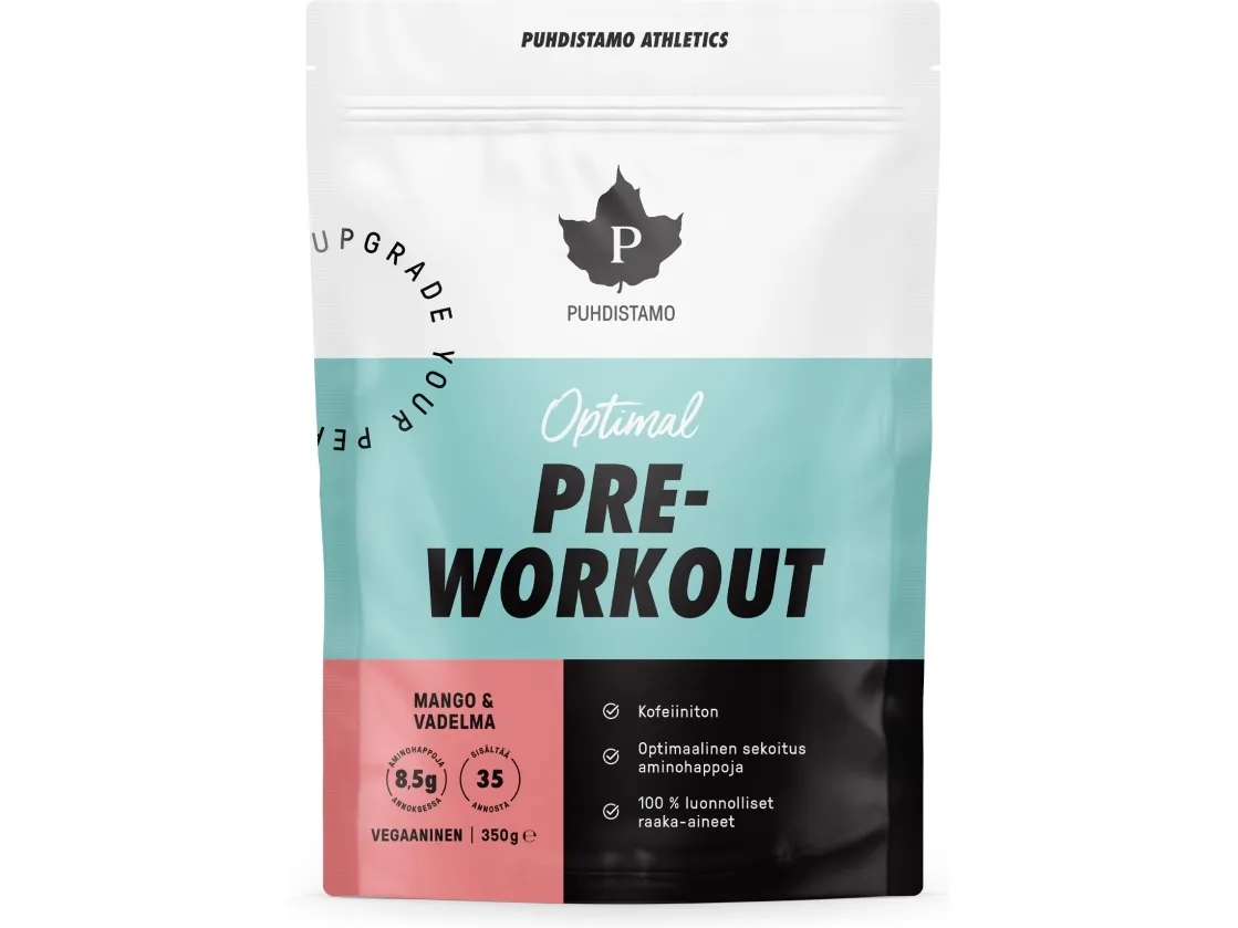 Pudhistamo Athletics Optimal Pre-Workout Mango & Bringebær workout charger, 350 g