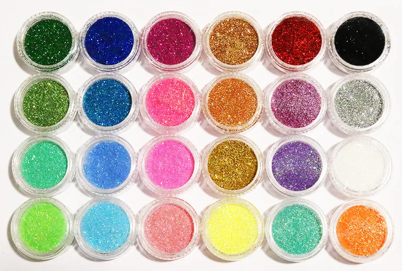 24 bokser med glitter til neglepynt