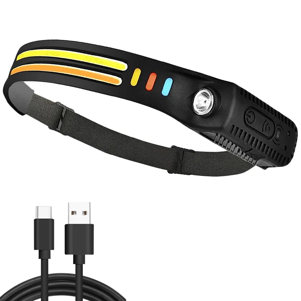 LED Hodelykt med Bevegelsessensor og COB LED - Oppladbar 350 LM - 1-Pack