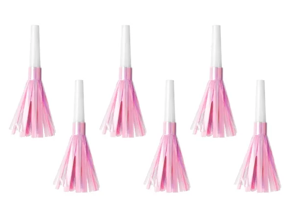 PartyDeco HOR1-081J, Festhorn, Rosa, Hvit, 6 stykker, Bursdag, 125 mm, 140 mm