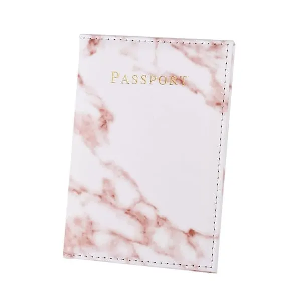 Passveske rosa marmor skinn skinn gull