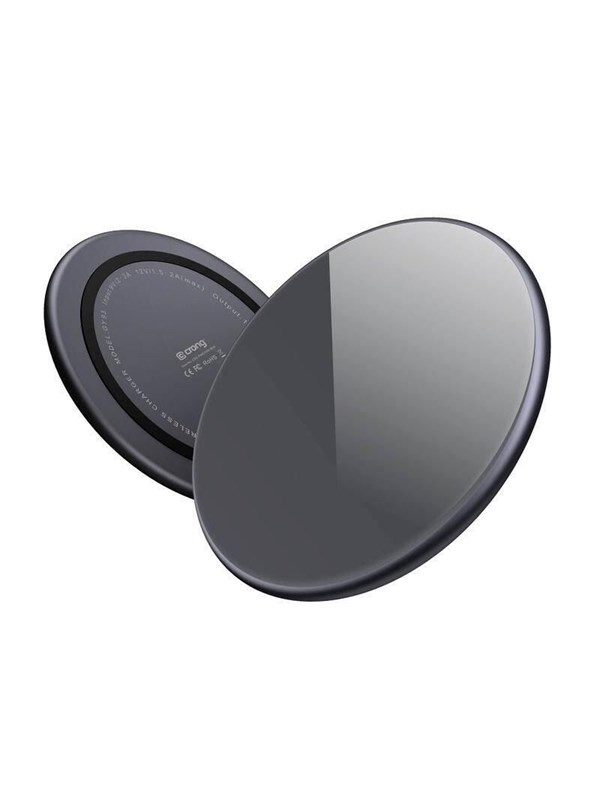 CRONG PowerSpot Fast Wireless Charger - Aluminum 15W USB-C Qi Wireless Charger with Tempered Glass Cover (Shadow Black)
