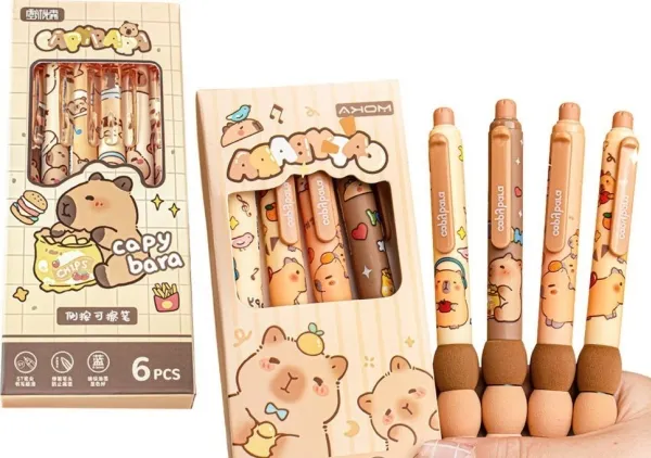 LeanToys sett med tusjer (kappibara) 6 stk blå blekk