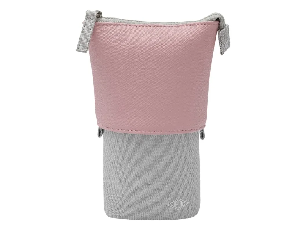 Wedo 242 73009, Mykt penal, Stoff, Kunstig lær, Polyester, Grå, Rosa, Monokromatisk, Innendørs, Glidelås