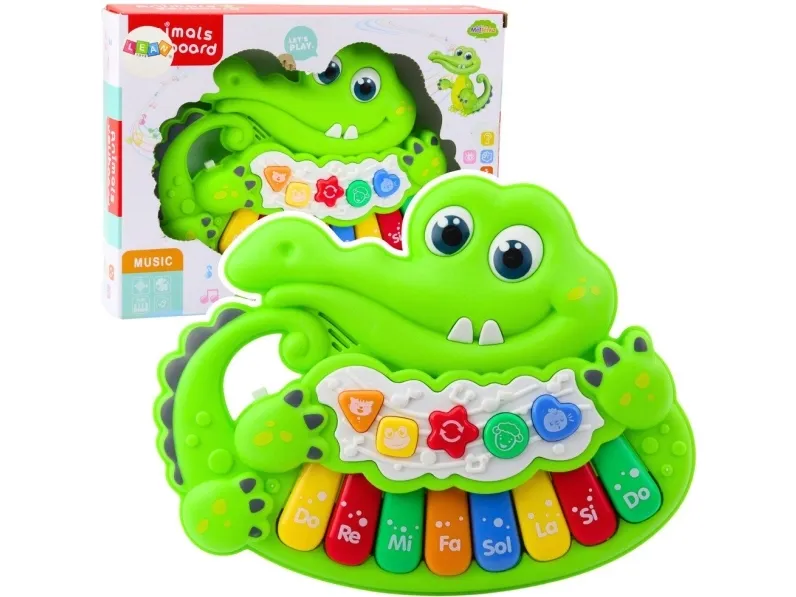 LeanToys interaktivt piano/leketøy for baby med lys, lyder og dyrelyder grønn