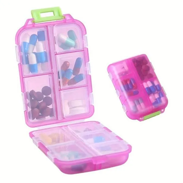 Kompakt Reisepilleboks / Medisinorganisator - Pink