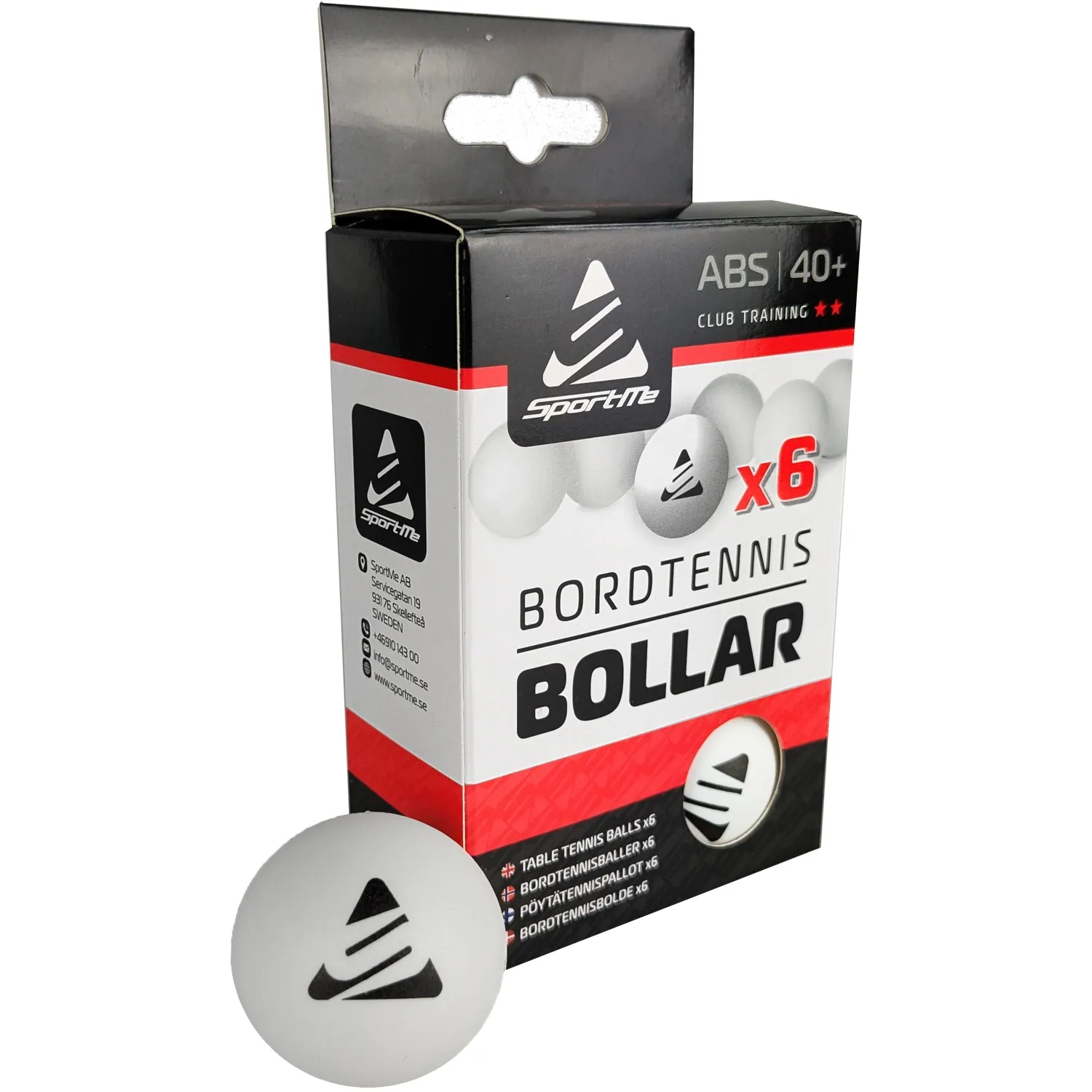 Bordtennisballer 6 stk Hvit