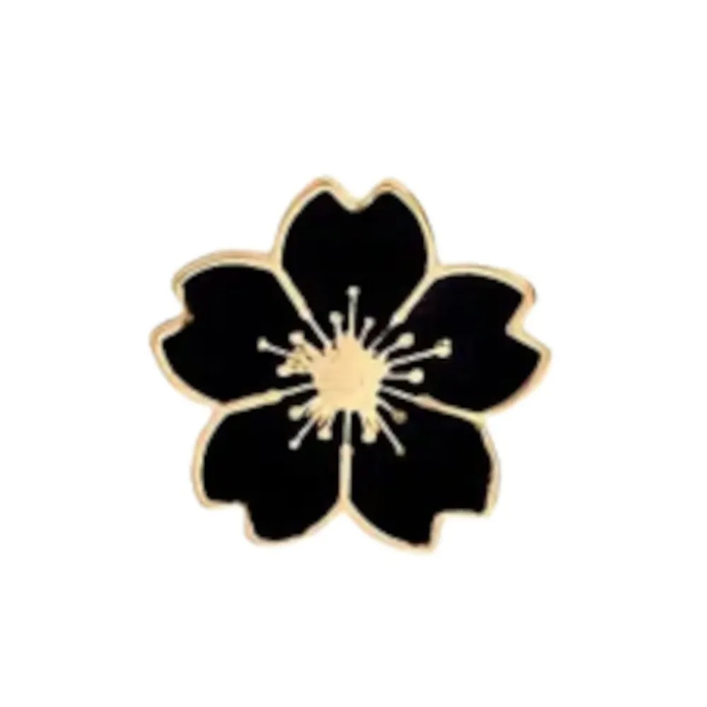 Brosje - Nål - Blomst - Svart