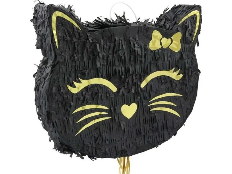 Katte-piñata svart 35x7,5x37 cm