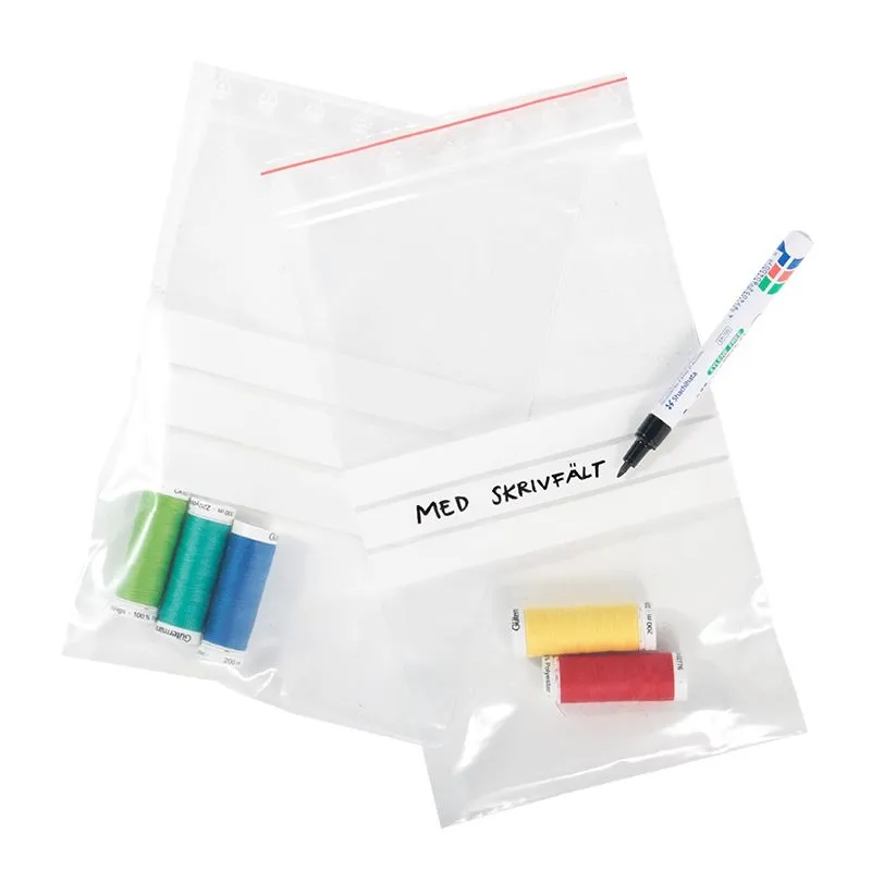 100-Pak - 7x10cm Ziplock / Glidelåsposer Skrivefelt / Zip Lock