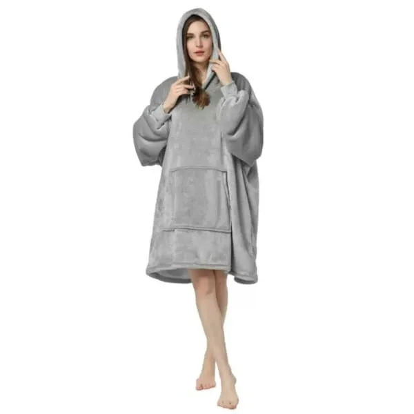 Hoodie teppe - Overstore hette genser teppe snuggie grå