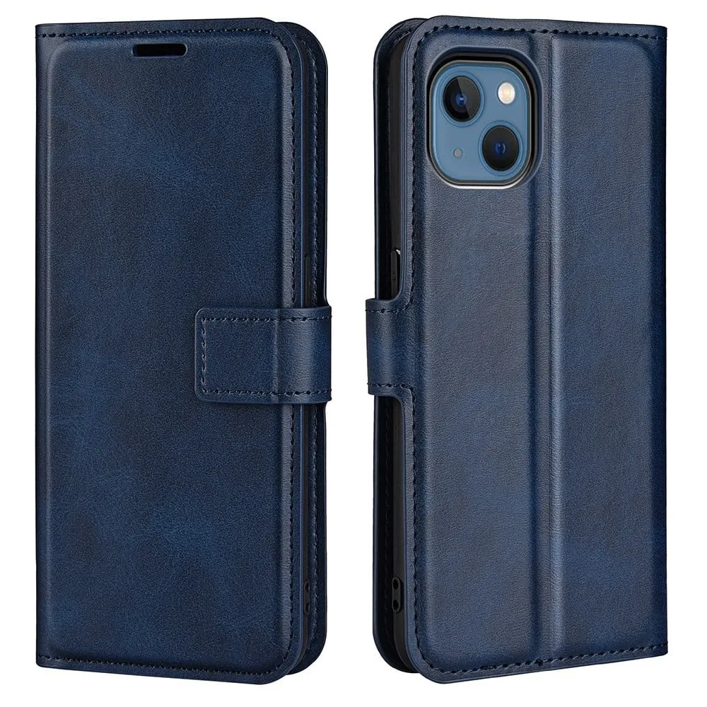 Skinn-etui i lommebok-stil for iPhone 14 - Blå