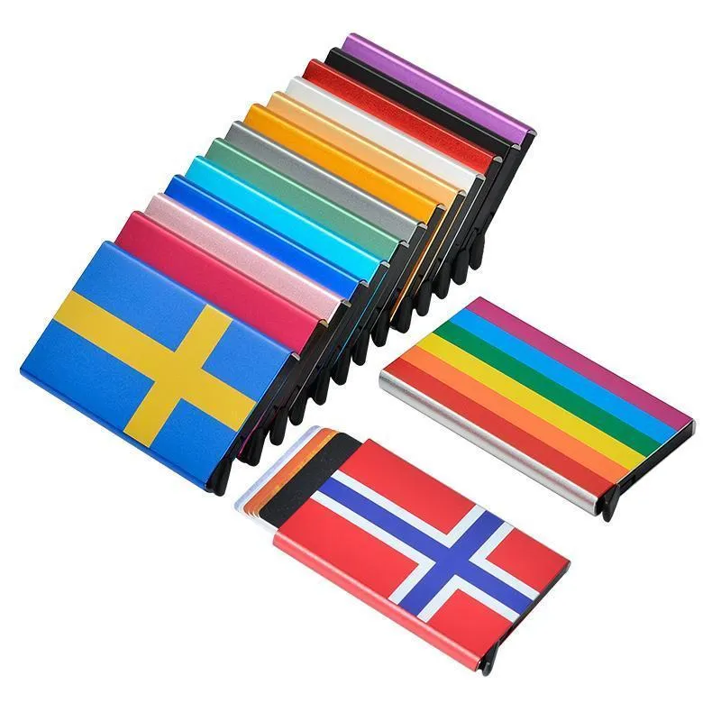 Kortholder med RFID-beskyttelse. Pop-up. Sverige Flag