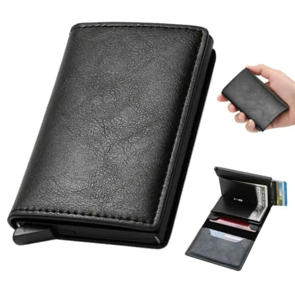 Pop-up-kortholder med RFID-beskyttelse PU Leather Black