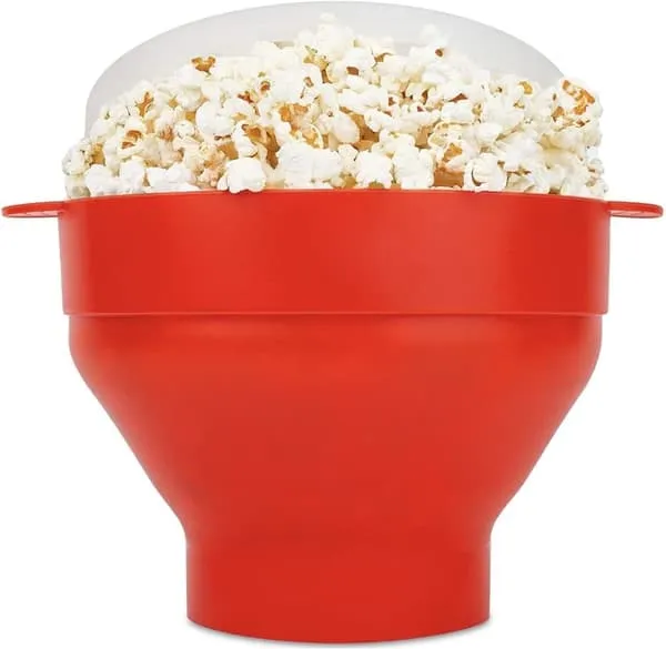 Sammenleggbar Popcorn Maker Bowl - Lage popcorn i mikrobølgeovnen - Rød