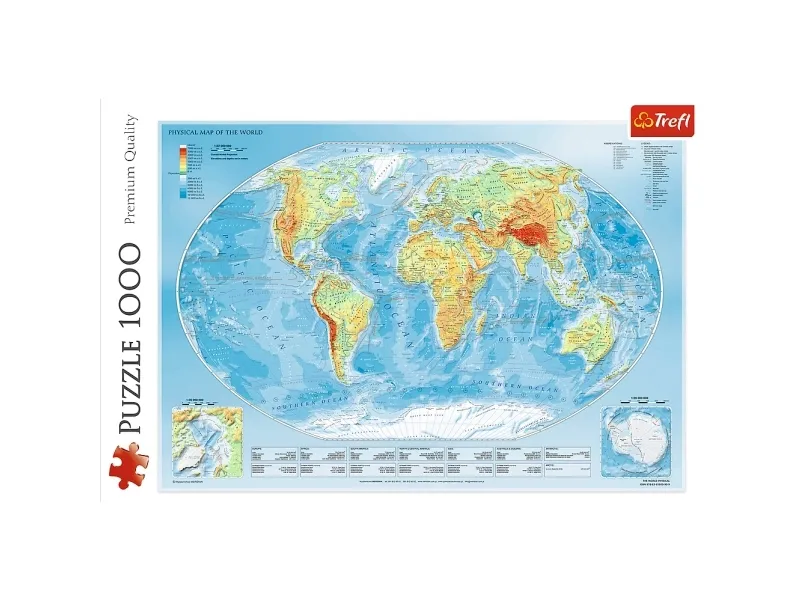 Trefl Puzzle 1000 brikker - Fysisk kart over verden (10463)