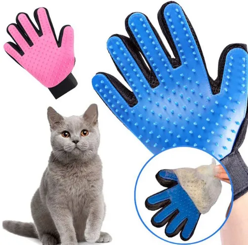 Børstehanske - Hund/Katt - Høyre hånd - Silikonbørste - Rosa